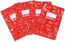 Doodle Ruled Notebook B5 50 Paper Sheets Red