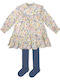 Kids Dress Long Sleeve Set with Tights Multicolour