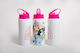 Lid Kids Water Bottle Bluey Stainless Steel with Straw Pink 360ml