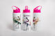 Lid Kids Water Bottle Stainless Steel with Straw Pink 360ml