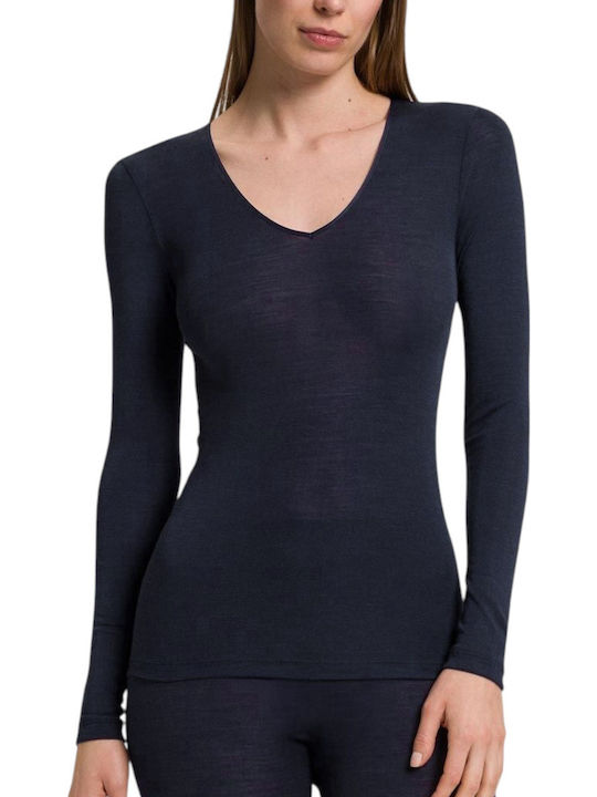 Long Sleeve Blue Women's T-Shirt
