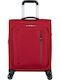 American Tourister Spinner Cabin Fabric Suitcase Astral Red With 4 Wheels Height 55cm