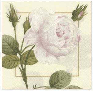 Σετ Χαρτοπετσέτες 20 Τεμαχίων 12.5x12.5 Cm ''rose Ivory'' Caspari