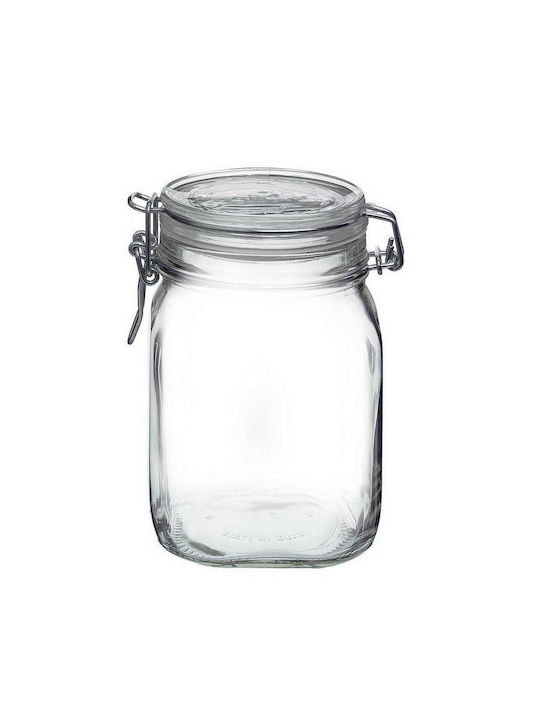 Bormioli Rocco Set of 6 General Use Glass Jars with Airtight Lid Transparent 1000ml 6 Pieces