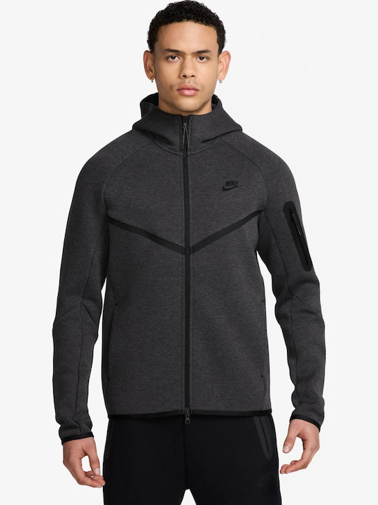Nike Hoodie Tech Fleece Ζακέτα με Κουκούλα Ανθρακί