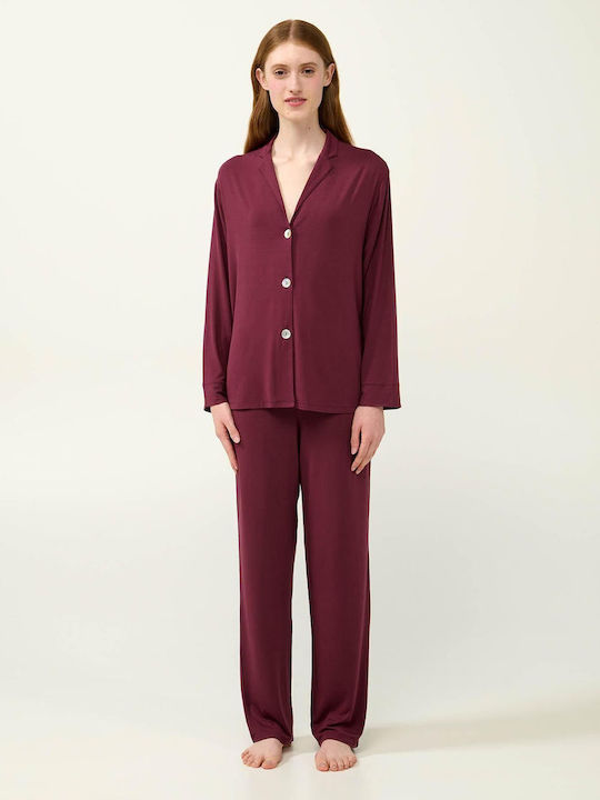 Vamp Winter Damen Pyjama-Set Red Windsor