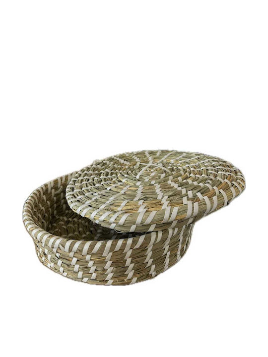Yuk Decorative Basket Wicker with Lid White 28x28x10cm