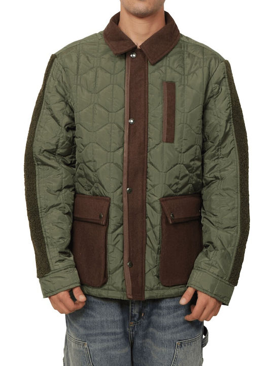 Geacă Puffer Verde Olive, Maro
