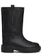 Leather Women's Ankle Boots with Medium Heel Black