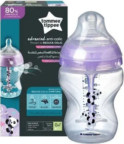 Tommee Tippee Πλαστικό Μπιμπερό Κατά των Κολικών με Θηλή Σιλικόνης για 0+ μηνών Panda 250ml