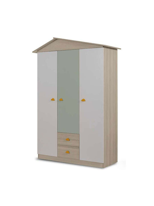 Drei Türen Schrank Bunt 130x57x204cm