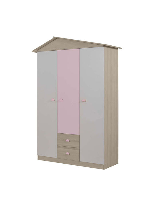 Drei Türen Schrank Bunt 130x57x204cm