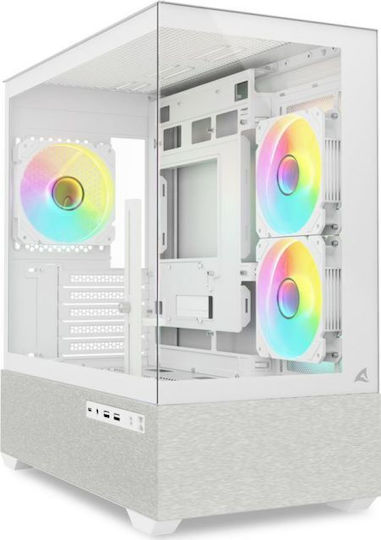 Sharkoon MK7 ARGB Gaming Mini Tower Computer Case with Side Window White