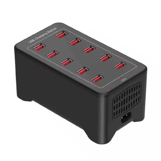 Suport de Încărcare cu 10 Porturi USB-A 40W în culoarea Negru (CSU10)