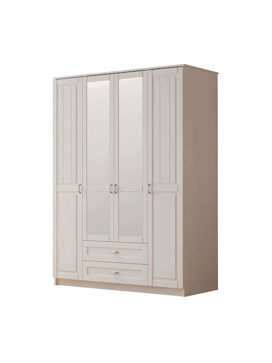Τετράφυλλη Ντουλάπα White 140x52x210cm