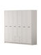 Six Door Wardrobe White 210x52x210cm