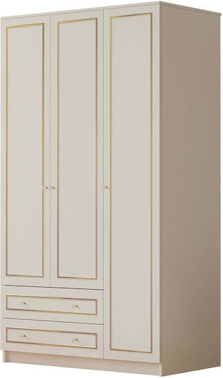 Triple Door Wardrobe White 105x52x210cm
