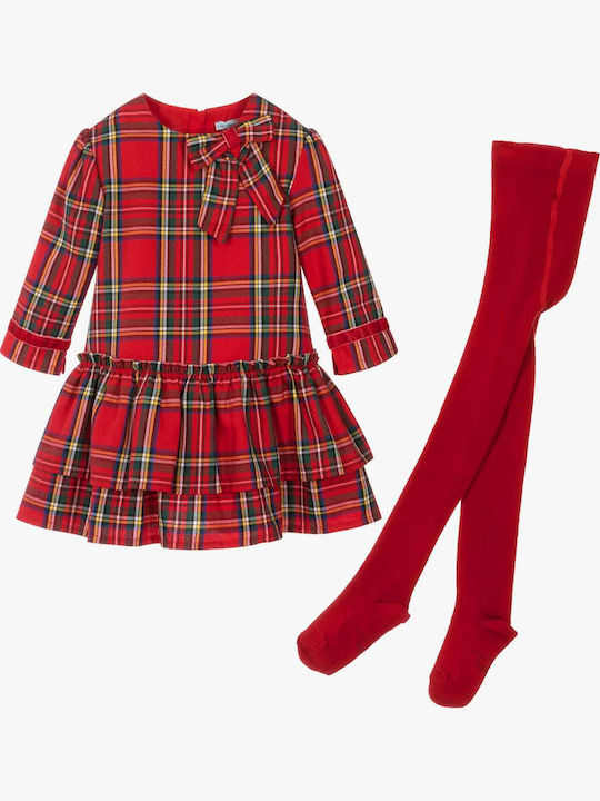 Kinderkleid Langärmelig Geprüft Set aus 2 mit Strumpfhose Rote