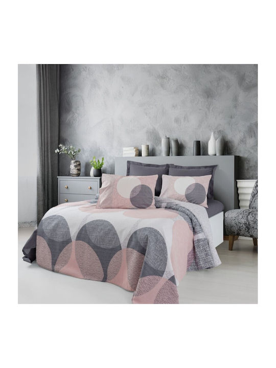 Cottonbox Husă de Pilotă Bumbac Dublă 200x230 Leron Gray/pink