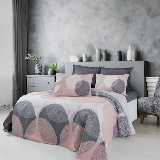 Cottonbox Huse Pentru Pilote Dublu Leron 200x230cm Gri/Roz