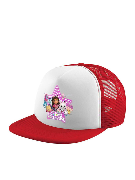 Gabby Dollhouse Κουκλοσπιτο Γκαμπι Καπέλο Ενηλίκων Soft Trucker Δίχτυ Red White Polyester Ενηλικων Unisex One Size