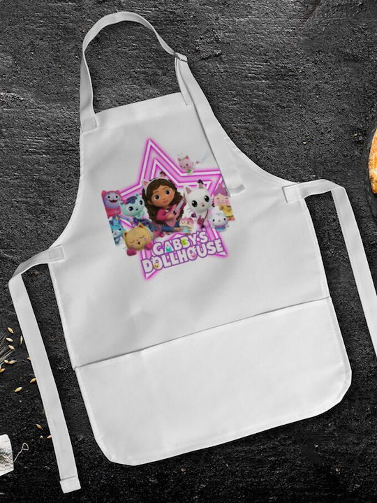 Koupakoupa Gabby Dollhouse (the Dollhouse of Gabby) Kids Apron White 22x40cm