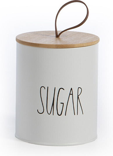 Nef-Nef Homeware Sugar Jar for Sugar with Metallic White Lid 10.4x10.4x13cm