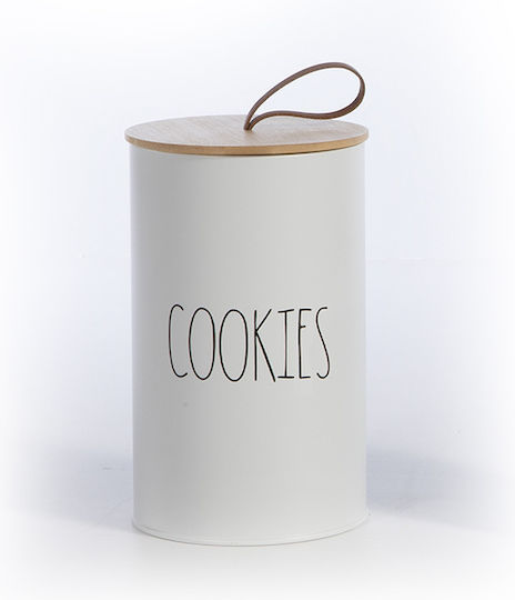 Nef-Nef Homeware Μπισκοτιέρα Μεταλλική Λευκή 12x12x20εκ.