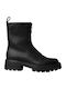 Leather Women's Ankle Boots with Medium Heel Black