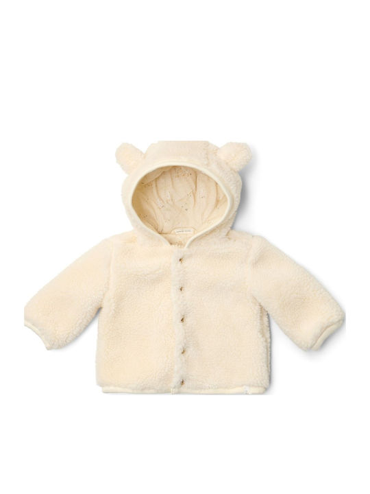 Παιδική Ζακέτα Βαμβακερή με Κουκούλα Off-white Teddy