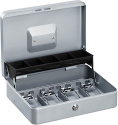 Relaxdays Cash Box Banknotes Coins Silver 8.5 X 30.5 X 24.5 Cm Relaxdays Cash Box Banknotes Coins Silver 8.5 X 30.5 X 24.5 Cm