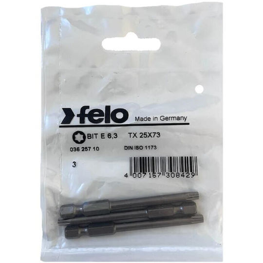 Satz 3 Industrielle Serie Torx Bits E6.3 Tx25 73mm