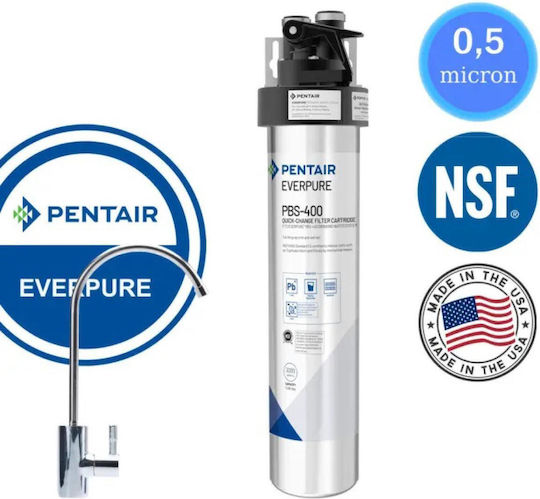 Pentair QL3B Water Filtration System Single Under Sink with Faucet & Replacement Filter Ανταλλακτικό Φίλτρο Pentair Everpure PBS-400 57-0011F