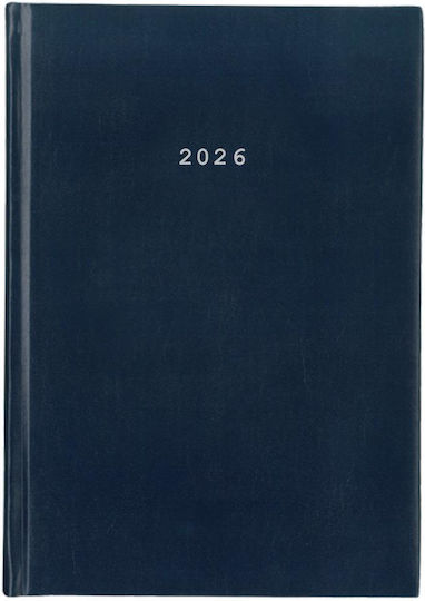 Next Basic Daily Agenda B6 2026 Blue Leather 12x17cm