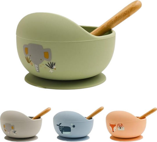 Queen Mother Baby Food Bowl Elephant Made of Silicone Green