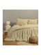 Melinen Sheet Sets Queen Flannel with Elastic 160x200+30cm. Elise Greige 4pcs