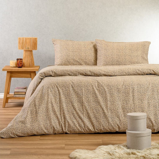 Melinen Keshia Bed Sheet Set for Single Bed with Rubber Hugger 100x200+30cm Beige 3 Pieces