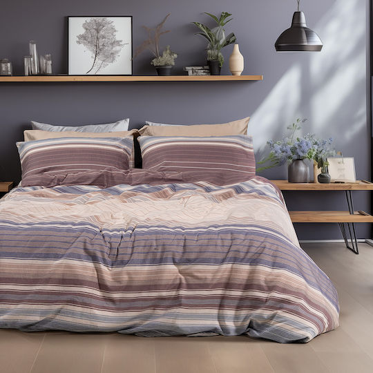 Beauty Home Dali Art 12332 Σετ Σεντόνια Υπέρδιπλα Φανελένια με Λάστιχο 170x200+32εκ. Μπεζ (4τμχ)