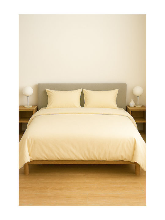 Sheet King Size with Elastic 180x200+35cm. Τ180 Ecru