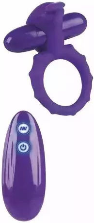 Vibrating Penis Ring California Exotics 076601 10-349 Controller 7 Functions 8.25 X 5.75 Cm Purple