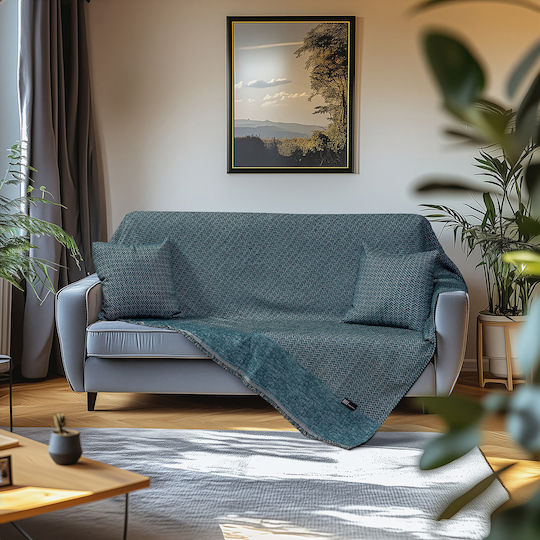 Beauty Home Σετ Ριχτάρια 3τμχ Chenille Πετρόλ 8638ΣΕΤ3