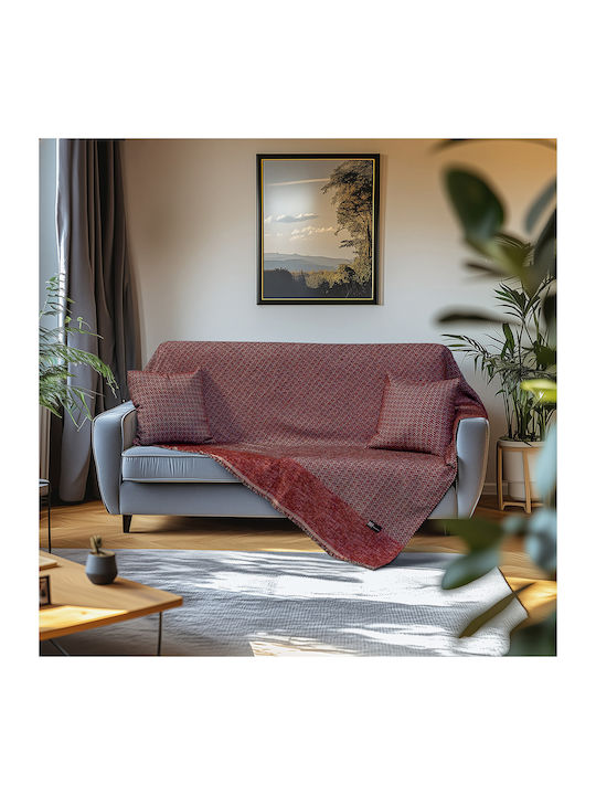 Beauty Home Ριχτάρι Διθέσιου Καναπέ Chenille 170x240εκ. Κόκκινο