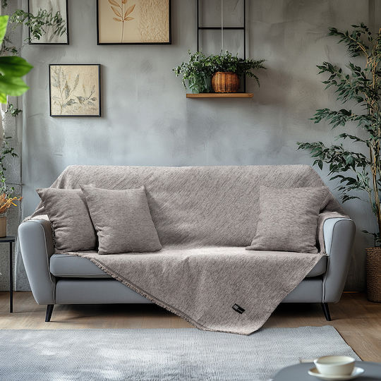 Beauty Home Ριχτάρι Τριθέσιου Καναπέ Chenille 170x290εκ. Γκρι