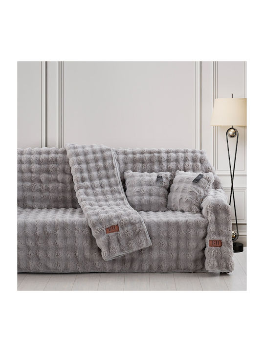Beauty Home Sofa Throw 2 Seater Fur 180x250cm Gray 8721DITH