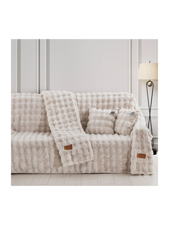 Beauty Home Ριχτάρι Τριθέσιου Καναπέ Γούνινο 180x300εκ. Εκρού