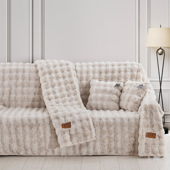 Beauty Home Überwürfe Set 2 Stück Pelzartig Ecru 8723SÈT2