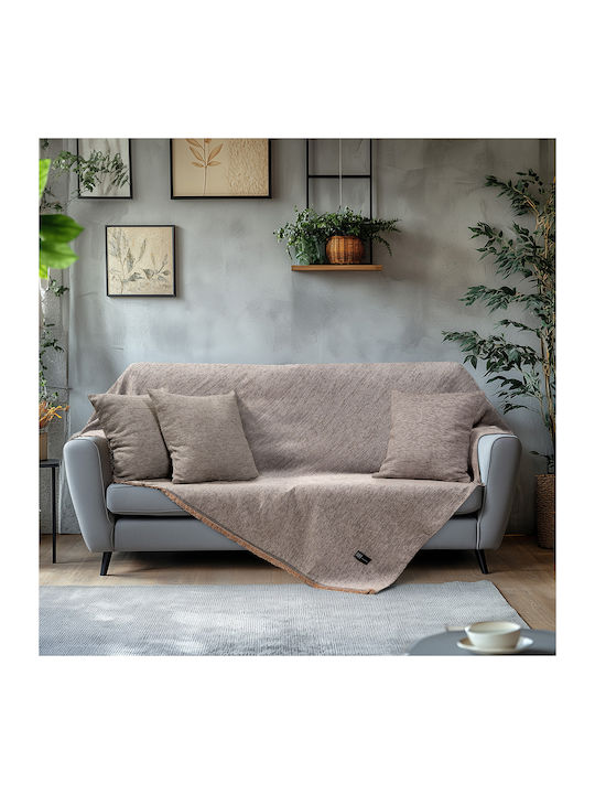 Beauty Home Throws Set 2 Pcs Chenille Beige 8645SET2