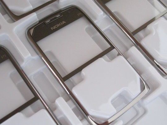 Nokia E71 Front Cover + Lens Grau Metall