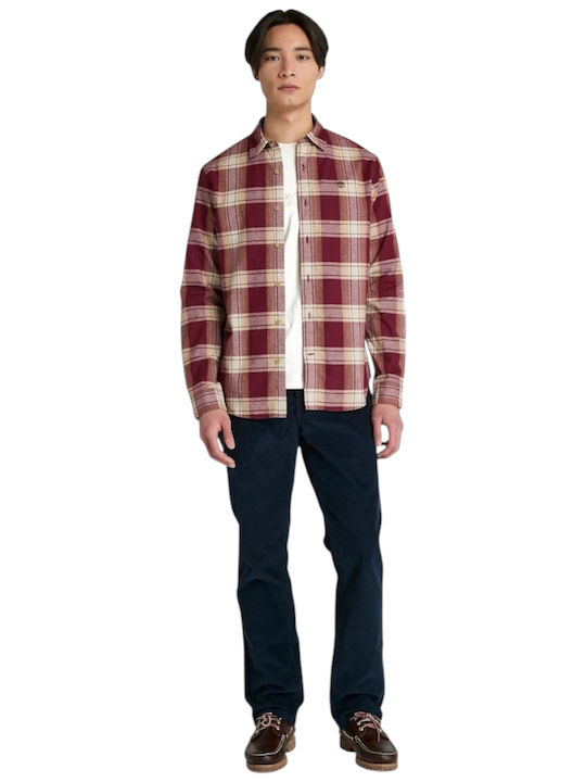 Timberland Long-sleeved Flannel Shirt Checked Red