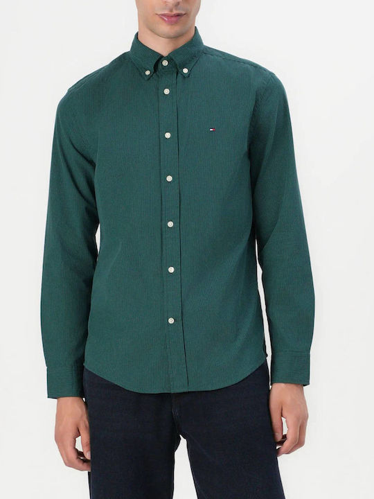 Tommy Hilfiger Long-sleeved Cotton Shirt Checked Green MW0MW40457